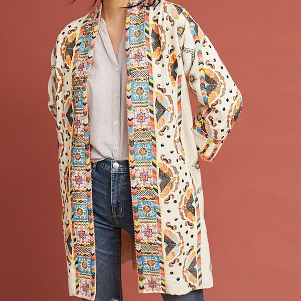 Anthropologie Multicolor Patterned Coat